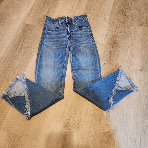 American Eagle Outfitters Denim - American Eagle Outfitters Hi Rise Jegging Crop Shark Bite 00 Short Jeans Blue